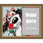 АТ6302 Паспарту для фото "Собака с розой" (алмазная мозаика)