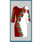 ПЛ-016 Заготовка платья для вышивки бисером или нитками (габардин красно-белое)