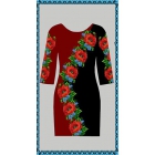ПЛ-016 Заготовка платья для вышивки бисером или нитками (габардин красно-черное)