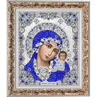 ЖК-4003 Богородица Казанская в серебре, кристаллах и жемчуге (схема)