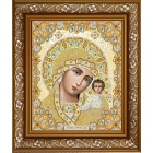 ЖК-4001 Богородица Казанская в золоте, кристаллах и жемчуге (схема)