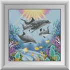 30659 Семейство дельфинов. Dream Art. Набор алмазной живописи (квадратные, полная)