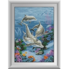 30059 Семья дельфинов. Dream Art. Набор алмазной живописи (квадратные, полная)