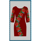 ПЛ-016 Заготовка платья для вышивки бисером или нитками (габардин красное)